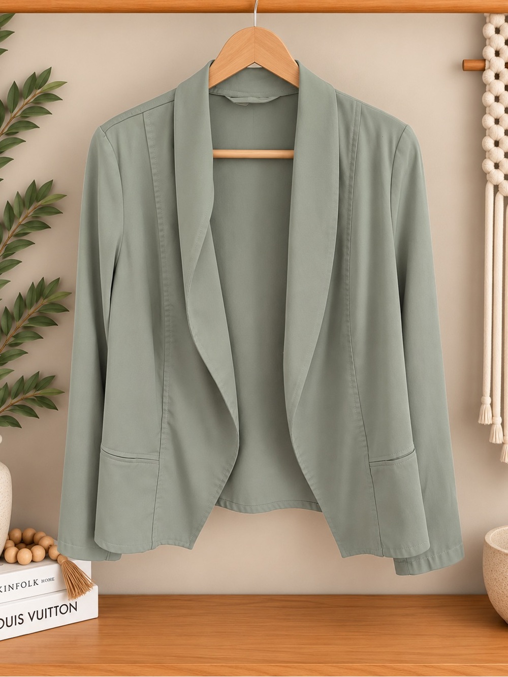 Women’s Open Front Blazer Jacket - Sage Green